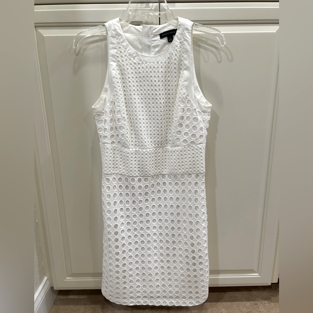 Banana Republic White Eyelet Sheath Dress